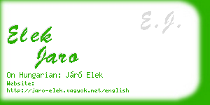 elek jaro business card